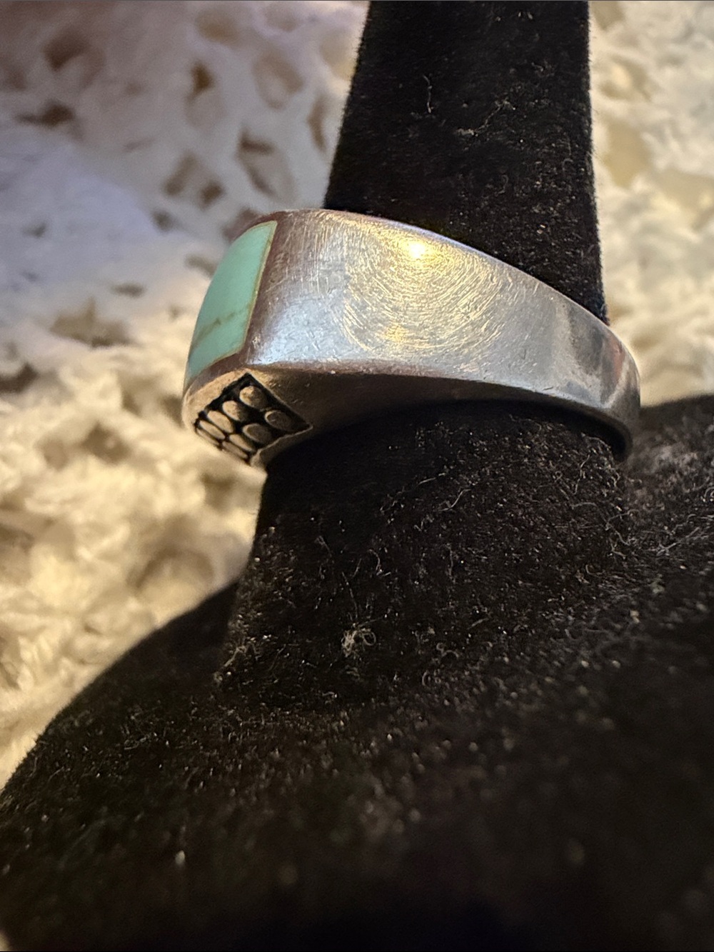 Silver Turquoise Inlay Statement Ring - Blue - Picture 2 of 5